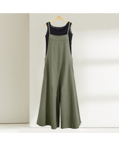 Casual Loose Jumpsuit Women Summer Solid Cotton Linen Straps Wide Leg Pants Dungaree Bib Overalls Sleeveless Oversized $30.69...