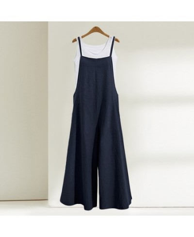 Casual Loose Jumpsuit Women Summer Solid Cotton Linen Straps Wide Leg Pants Dungaree Bib Overalls Sleeveless Oversized $30.69...