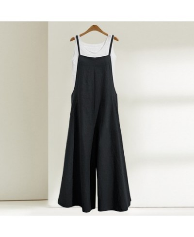 Casual Loose Jumpsuit Women Summer Solid Cotton Linen Straps Wide Leg Pants Dungaree Bib Overalls Sleeveless Oversized $30.69...