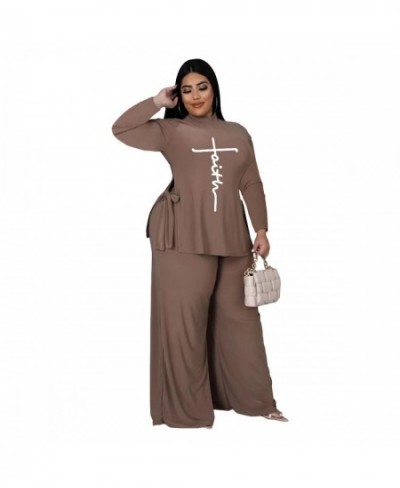 2022 Popular Trendy Faith Printed 2 Piece Set Fall Casual Crew Neck Loose Plus Size Women Clothing Wholesale $48.79 - Plus Si...