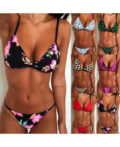 2023 Women Triangle Wrapped Leopard Swimsuit 2-piece Lace-up Bikini Set Ladies Sexy Halter Swimwear Pushup Brazilian Biquini ...