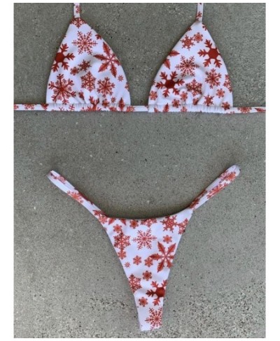 Sexy Bikini 2023 Christmas Print Swimsuit Swimwear String Bikini Set Bathing Suit Women Biquini Thong Bikinis Beachwear $24.3...