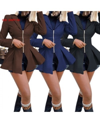 Casual Slim Fit Women Fashion Long Sleeve Notched Lapel Zipper Jackets PU Leather Jacket Turn Down Collar Thin Coat Autumn Ch...