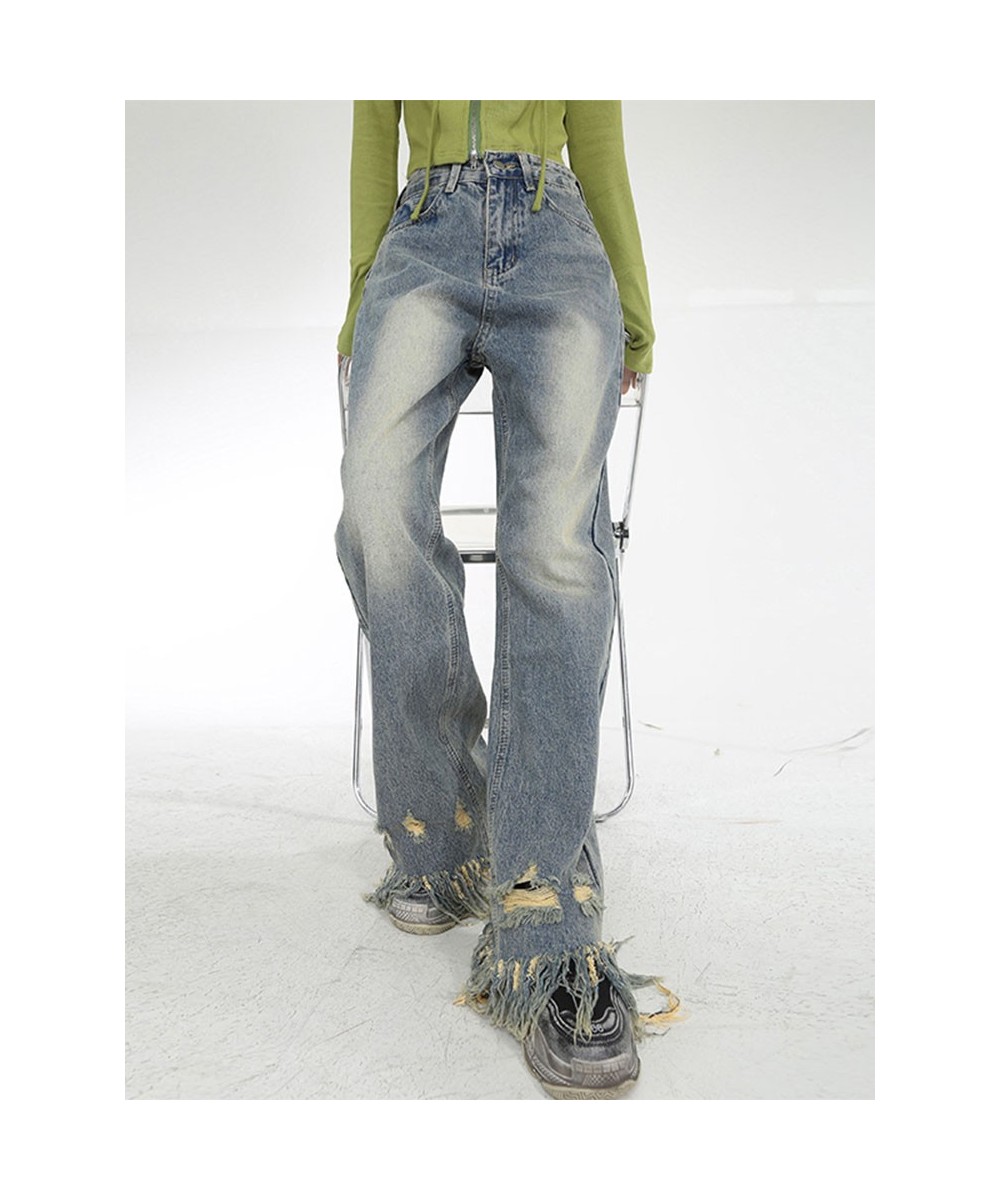 Women Vintage Y2K Emo Streetwear Fairy Grunge Baggy Jeans Denim Trousers Ripped Pants Alt Straight High Waist Harajuku Clothe...