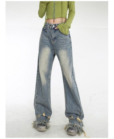 Women Vintage Y2K Emo Streetwear Fairy Grunge Baggy Jeans Denim Trousers Ripped Pants Alt Straight High Waist Harajuku Clothe...