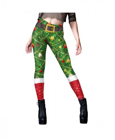 Leggings Women's Christmas Bow Tie Skin Color Stripe Printed Pants Sexy High Waist Ugly Xmas Trousers $24.60 - Bottoms