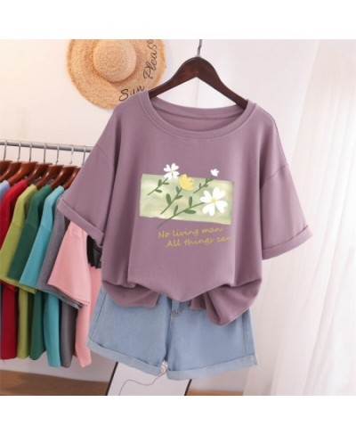 Plus Size T Shirt 100% Cotton L-5XL Tshirt Short Sleeve Women Top 2023 Summer Solid T Shirt O Neck Oversized T Shirts $38.63 ...