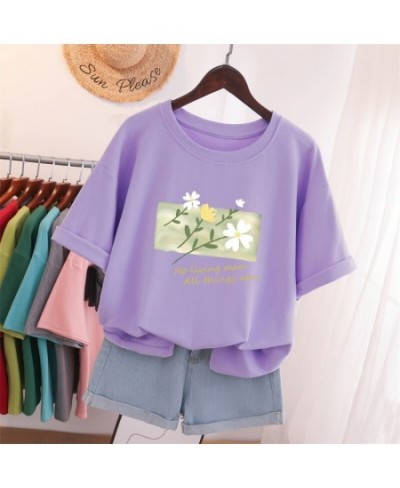 Plus Size T Shirt 100% Cotton L-5XL Tshirt Short Sleeve Women Top 2023 Summer Solid T Shirt O Neck Oversized T Shirts $38.63 ...