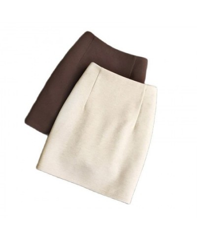 Women Office Skirt Autumn Winter Sexy Warm Knitted Black Pencil Skirts Ladies Short Anti-glare CoffeeBeige High Waist Mini $6...