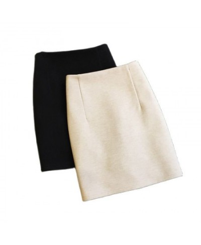 Women Office Skirt Autumn Winter Sexy Warm Knitted Black Pencil Skirts Ladies Short Anti-glare CoffeeBeige High Waist Mini $6...