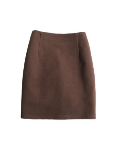 Women Office Skirt Autumn Winter Sexy Warm Knitted Black Pencil Skirts Ladies Short Anti-glare CoffeeBeige High Waist Mini $6...