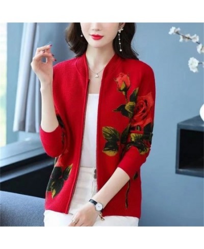 Size 6XL Printed Sweater Coat Women's Loose Spring Autumn 2023 New Fattened And Enlarge Cardigan Mother's Knit Jacket Wool To...