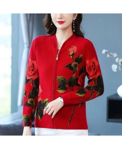 Size 6XL Printed Sweater Coat Women's Loose Spring Autumn 2023 New Fattened And Enlarge Cardigan Mother's Knit Jacket Wool To...