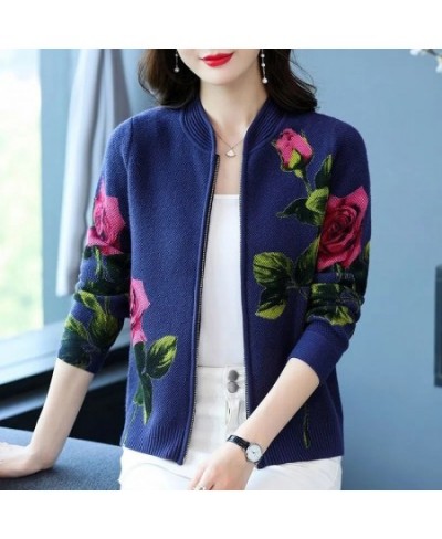 Size 6XL Printed Sweater Coat Women's Loose Spring Autumn 2023 New Fattened And Enlarge Cardigan Mother's Knit Jacket Wool To...