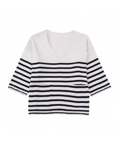 New Elegant Fashion Casual Ladies Comfortable Versatile Long Sleeve Round Neck Striped Top $46.71 - Tops & Tees