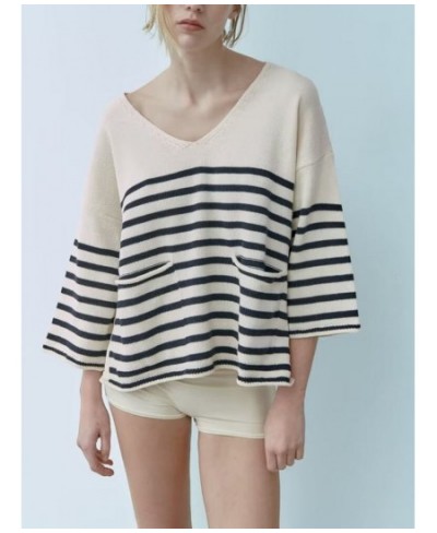 New Elegant Fashion Casual Ladies Comfortable Versatile Long Sleeve Round Neck Striped Top $46.71 - Tops & Tees