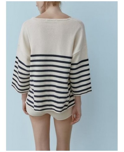 New Elegant Fashion Casual Ladies Comfortable Versatile Long Sleeve Round Neck Striped Top $46.71 - Tops & Tees