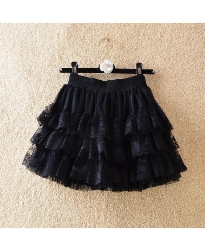 Elastic Gothic Lace Tutu Skirt Women Black Mesh Detail Petticoat Sexy Mini Tulle Skirts Party Club Wear Dancer $34.38 - Skirts