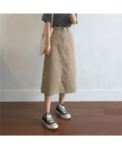 Demin Skirt Women Skirts 4XL Midi Long Jeans Skirt A Line Brown Vintage Korean Fashion Mujer Faldas Summer Clothes New $38.75...