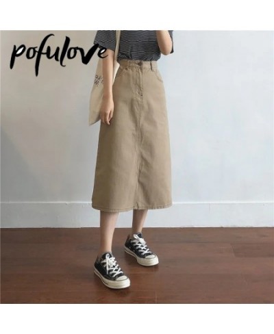 Demin Skirt Women Skirts 4XL Midi Long Jeans Skirt A Line Brown Vintage Korean Fashion Mujer Faldas Summer Clothes New $38.75...