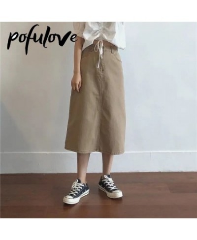 Demin Skirt Women Skirts 4XL Midi Long Jeans Skirt A Line Brown Vintage Korean Fashion Mujer Faldas Summer Clothes New $38.75...