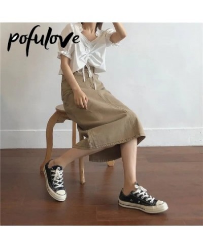 Demin Skirt Women Skirts 4XL Midi Long Jeans Skirt A Line Brown Vintage Korean Fashion Mujer Faldas Summer Clothes New $38.75...