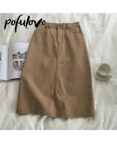 Demin Skirt Women Skirts 4XL Midi Long Jeans Skirt A Line Brown Vintage Korean Fashion Mujer Faldas Summer Clothes New $38.75...