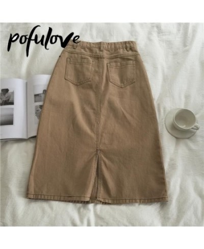 Demin Skirt Women Skirts 4XL Midi Long Jeans Skirt A Line Brown Vintage Korean Fashion Mujer Faldas Summer Clothes New $38.75...