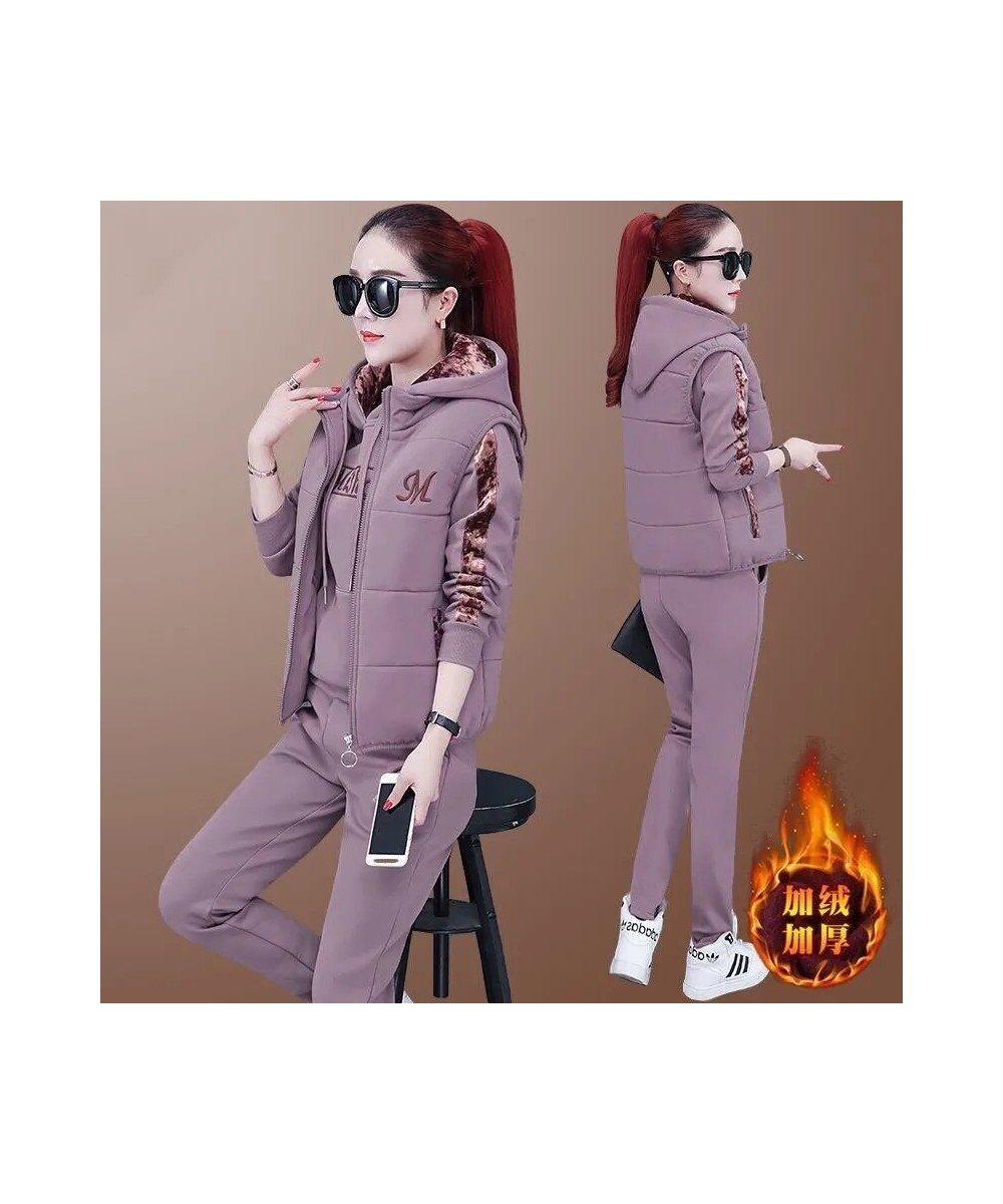 Fashion Warm Three Piece Set Women Outfit 2023 Fall Winter Thicken Tracksuit Casual Waistcoat + Hoodies + Pant Female Sweat $...