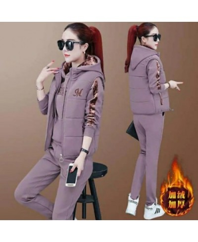 Fashion Warm Three Piece Set Women Outfit 2023 Fall Winter Thicken Tracksuit Casual Waistcoat + Hoodies + Pant Female Sweat $...