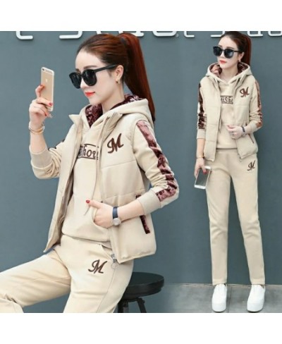 Fashion Warm Three Piece Set Women Outfit 2023 Fall Winter Thicken Tracksuit Casual Waistcoat + Hoodies + Pant Female Sweat $...