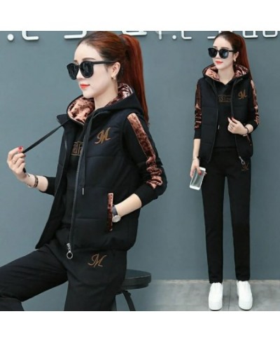 Fashion Warm Three Piece Set Women Outfit 2023 Fall Winter Thicken Tracksuit Casual Waistcoat + Hoodies + Pant Female Sweat $...