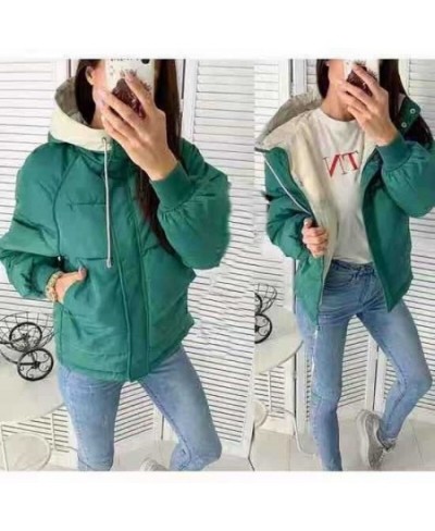 Winter Jacket Ladies Fashion Casual Hooded Bubble Jacket Patchwork Temperament Elegant Slim Fit Short Parka Mujer Women $71.2...