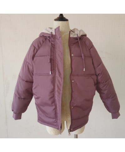 Winter Jacket Ladies Fashion Casual Hooded Bubble Jacket Patchwork Temperament Elegant Slim Fit Short Parka Mujer Women $71.2...