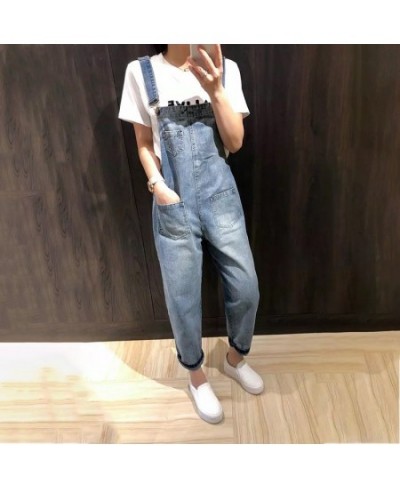 New Women Denim Blue Overalls Jumpsuit Rompers With Pocket Lady Overall Fashion Female Pants Jumpsuit Jeans With Pockets 1 Pc...