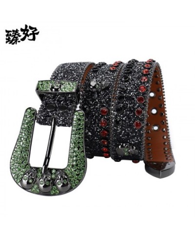 Western Rhinestone Belt Skull Belt Ceinture Femme Ceinture Homme Crystal Studded Luxury Pin Buckle Belt Cinto De Strass Jeans...