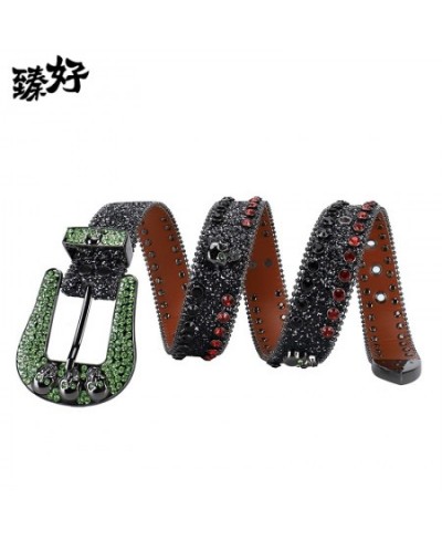 Western Rhinestone Belt Skull Belt Ceinture Femme Ceinture Homme Crystal Studded Luxury Pin Buckle Belt Cinto De Strass Jeans...