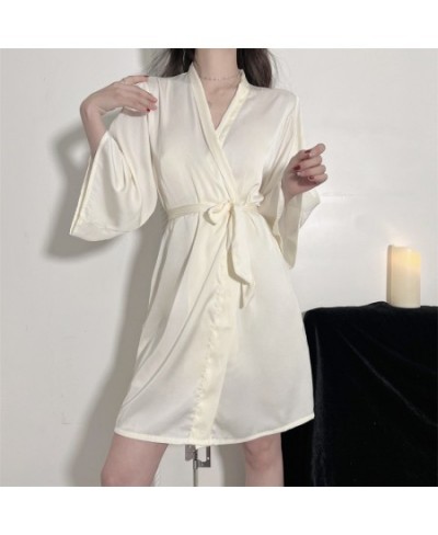 8 Color Sexy Women Robes Home Dressing Satin Lingerie Lace Bride Wedding Robe Nightwear Sleepwear Kimono Bathrobe Gown $34.54...