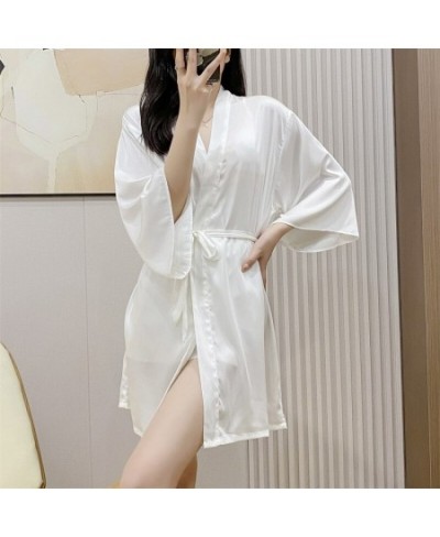 8 Color Sexy Women Robes Home Dressing Satin Lingerie Lace Bride Wedding Robe Nightwear Sleepwear Kimono Bathrobe Gown $34.54...