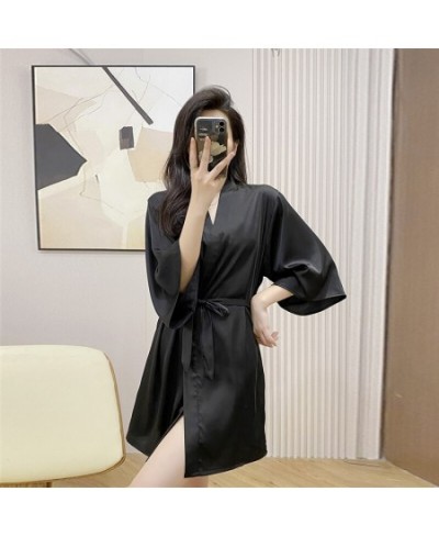 8 Color Sexy Women Robes Home Dressing Satin Lingerie Lace Bride Wedding Robe Nightwear Sleepwear Kimono Bathrobe Gown $34.54...