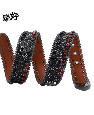 Western Rhinestone Belt Skull Belt Ceinture Femme Ceinture Homme Crystal Studded Luxury Pin Buckle Belt Cinto De Strass Jeans...