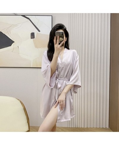 8 Color Sexy Women Robes Home Dressing Satin Lingerie Lace Bride Wedding Robe Nightwear Sleepwear Kimono Bathrobe Gown $34.54...