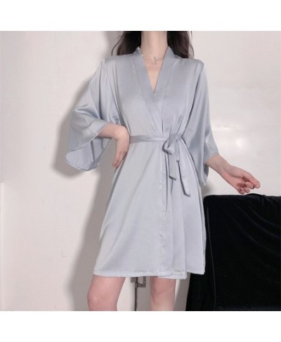 8 Color Sexy Women Robes Home Dressing Satin Lingerie Lace Bride Wedding Robe Nightwear Sleepwear Kimono Bathrobe Gown $34.54...