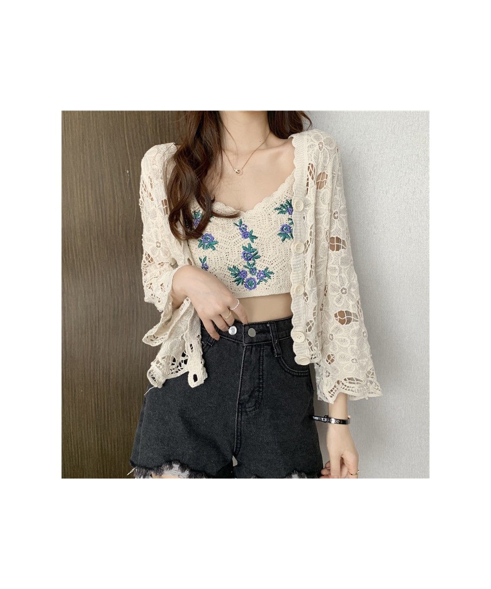 Shrugs Women Design Hollow Out Elegant Thin Sun Shading Button Up Cardigans Fashion Long Sleeve Bolero Mujer Shawl Cape $25.9...