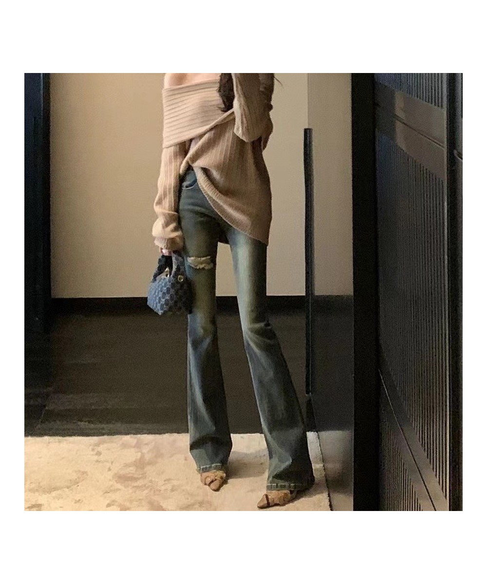 High Waist Hole Flare Jeans Female Spring Summer 2023 New Slim Fit Slim Stretch Fashion Flare Trousers Skinny Jeans Women $87...