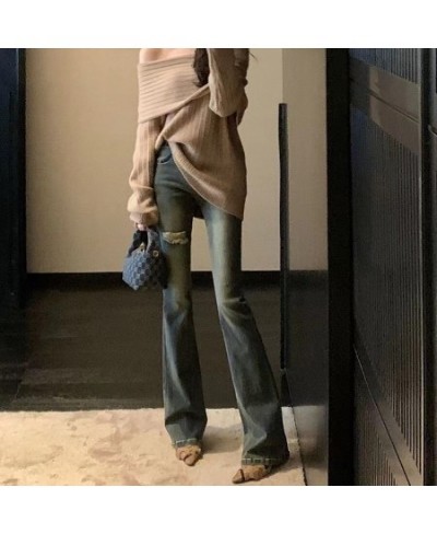 High Waist Hole Flare Jeans Female Spring Summer 2023 New Slim Fit Slim Stretch Fashion Flare Trousers Skinny Jeans Women $87...