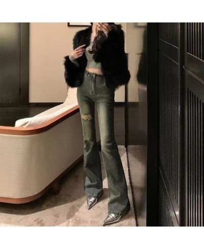 High Waist Hole Flare Jeans Female Spring Summer 2023 New Slim Fit Slim Stretch Fashion Flare Trousers Skinny Jeans Women $87...