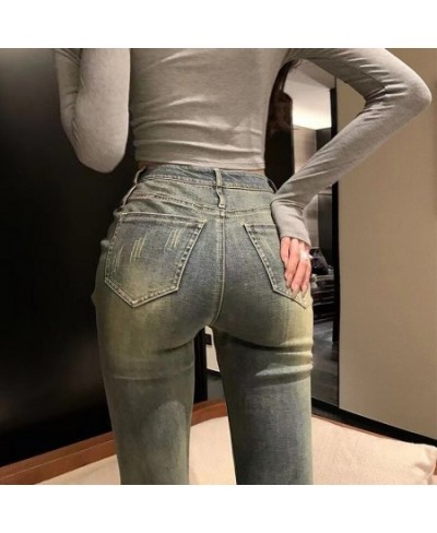 High Waist Hole Flare Jeans Female Spring Summer 2023 New Slim Fit Slim Stretch Fashion Flare Trousers Skinny Jeans Women $87...