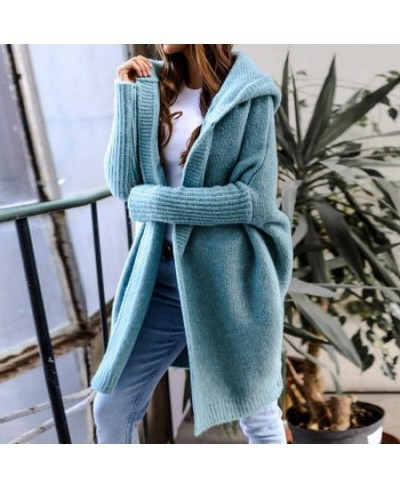 2022 New Women Autumn Winter Fashion Long Cardigan Harajuku Loose Hoodies Knitted Sweater Women Casual Solid Color Jacket Coa...