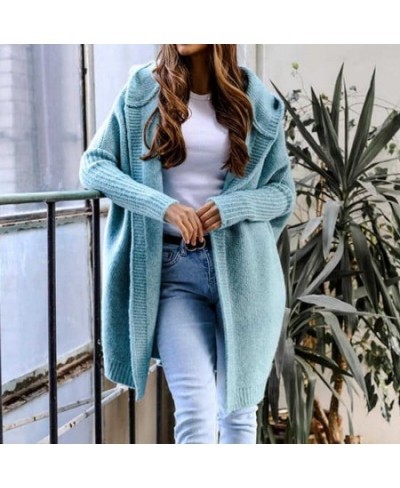 2022 New Women Autumn Winter Fashion Long Cardigan Harajuku Loose Hoodies Knitted Sweater Women Casual Solid Color Jacket Coa...